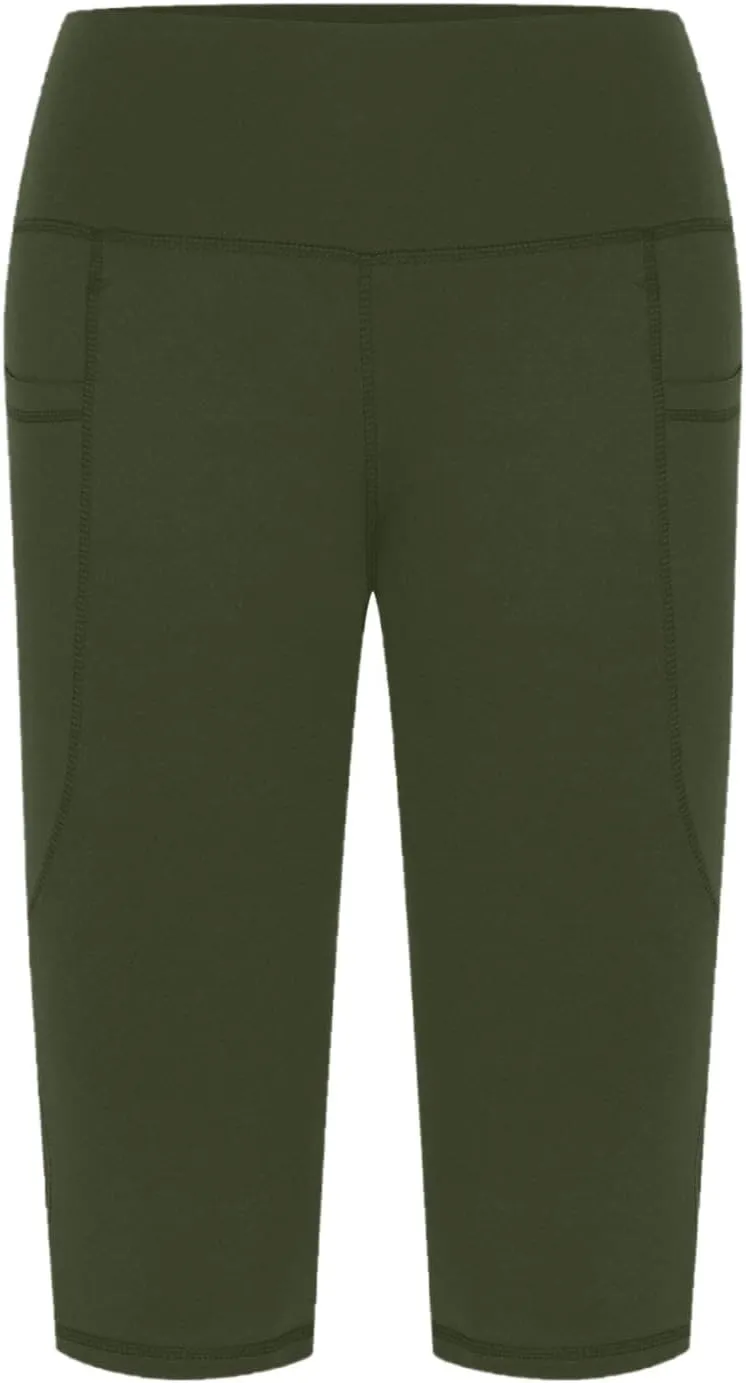 Knee Length Capri Leggings for Women, Y2k High Waist Plus Size Cotton Capris Tummy Control Slim Fit Yoga Trousers