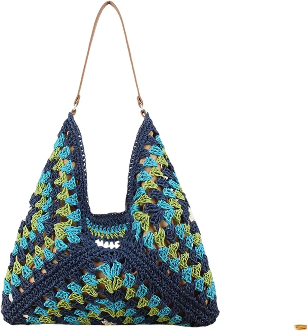 Large Capacity Woven Bag 2024 All-match Fashion Paper Rope Woven Bag Holiday Commuter Bag(Blue)