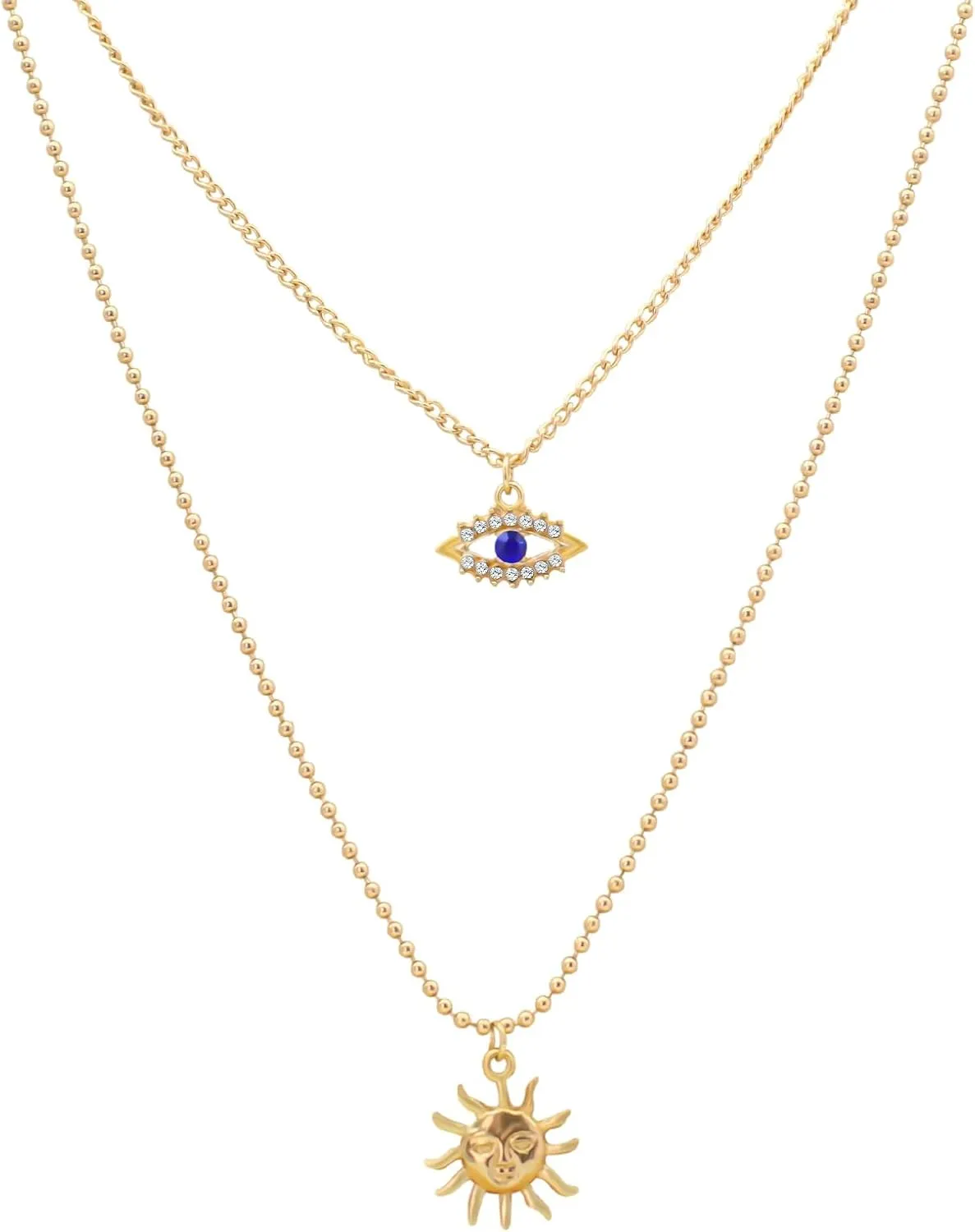 Layered Choker Necklaces for Women - 14K Gold Plated Dainty Layering Chain Necklace - Simple Adjustable Pendant Necklaces Layered Gold Chain Necklaces for Women Gifts
