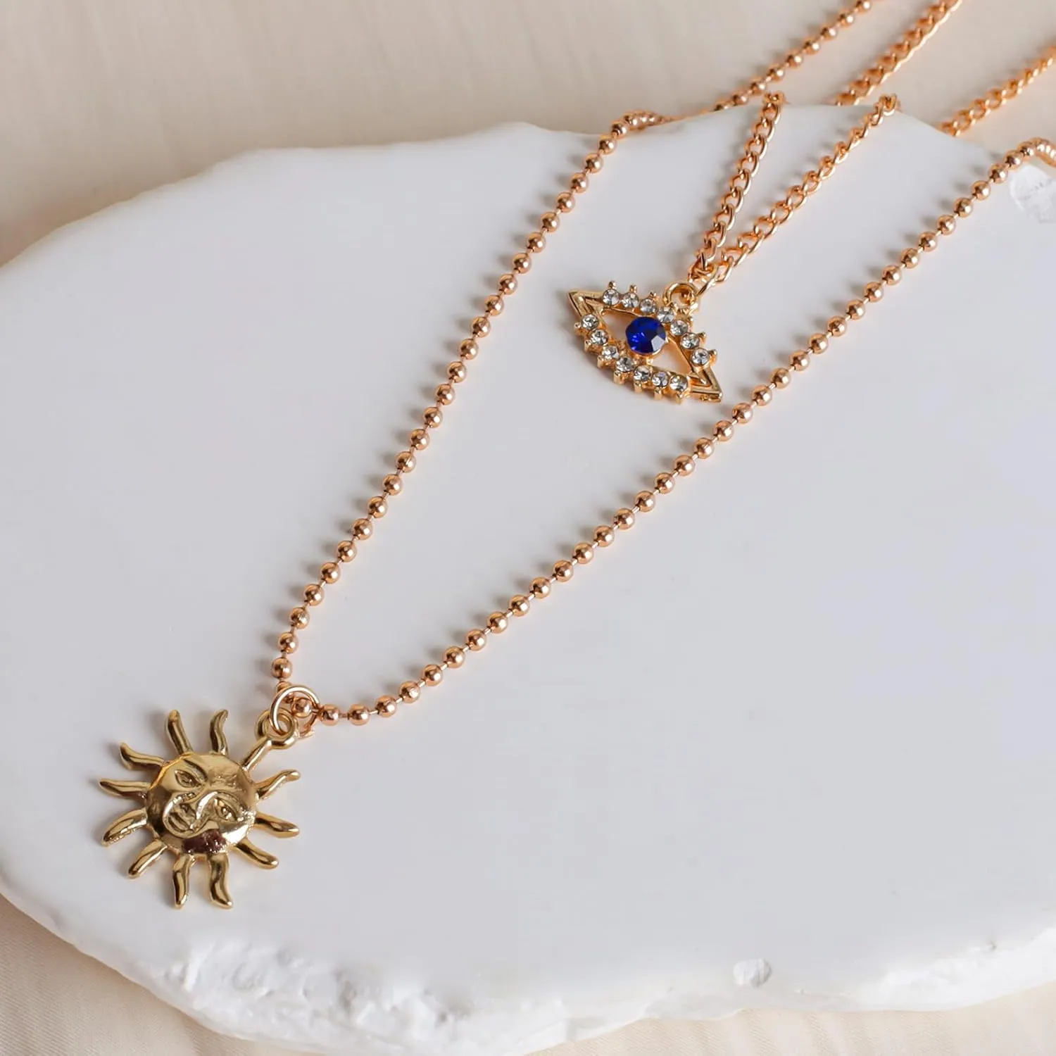 Layered Choker Necklaces for Women - 14K Gold Plated Dainty Layering Chain Necklace - Simple Adjustable Pendant Necklaces Layered Gold Chain Necklaces for Women Gifts