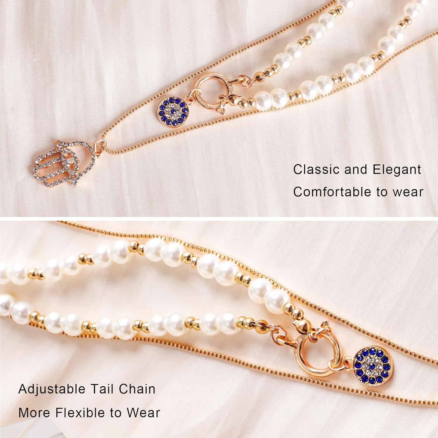 Layered Choker Necklaces for Women - 14K Gold Plated Dainty Layering Chain Necklace - Simple Adjustable Pendant Necklaces Layered Gold Chain Necklaces for Women Gifts