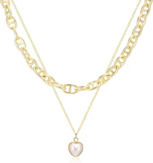 Layered Choker Necklaces for Women, Dainty 14K Gold Plated Bead Chain Necklace Pearl Ball Adjustable Pendant Necklaces Layered Necklaces Jewelry for Women