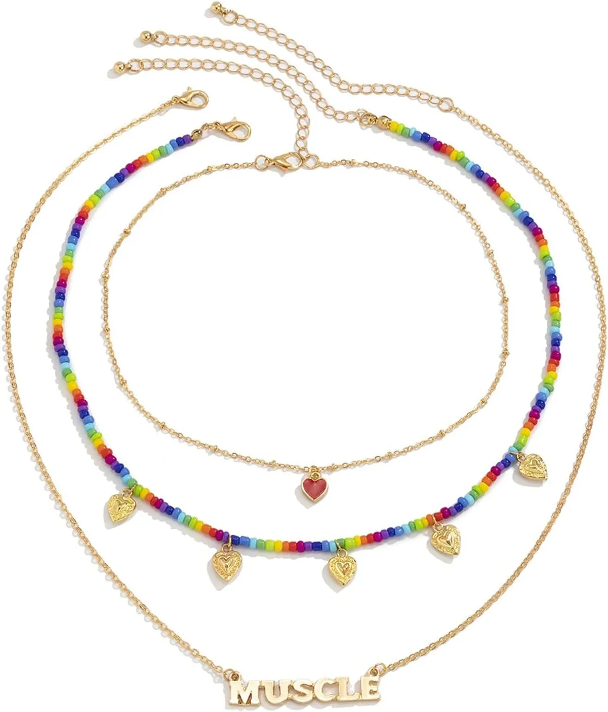Layered Choker Necklaces for Women, Dainty Layered Necklaces for Women Heart Alphabet Pendant Chain Necklaces Jewelry Birthday Gift for Her, 3 Pieces, Gold