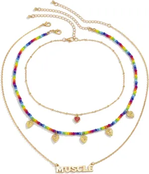 Layered Choker Necklaces for Women, Dainty Layered Necklaces for Women Heart Alphabet Pendant Chain Necklaces Jewelry Birthday Gift for Her, 3 Pieces, Gold
