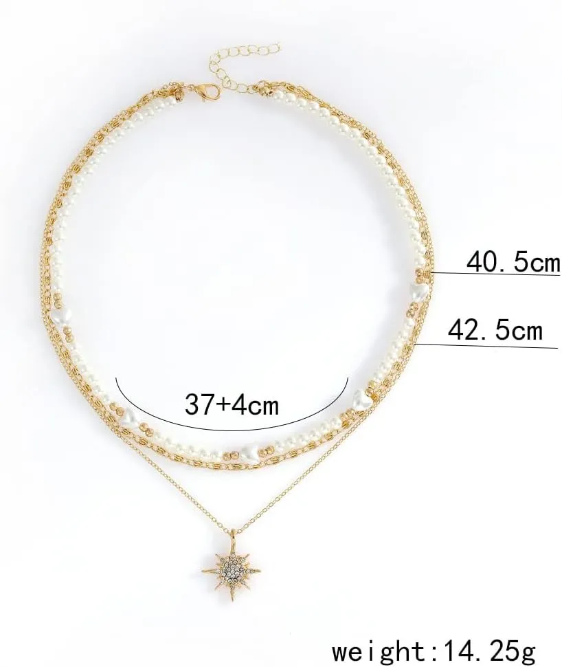 Layered Necklaces for Women,Dainty 3 Layer Necklace Choker 14k Gold Plated Multilayer Necklaces Gifts For Mom Daughter Wife Girlfriend