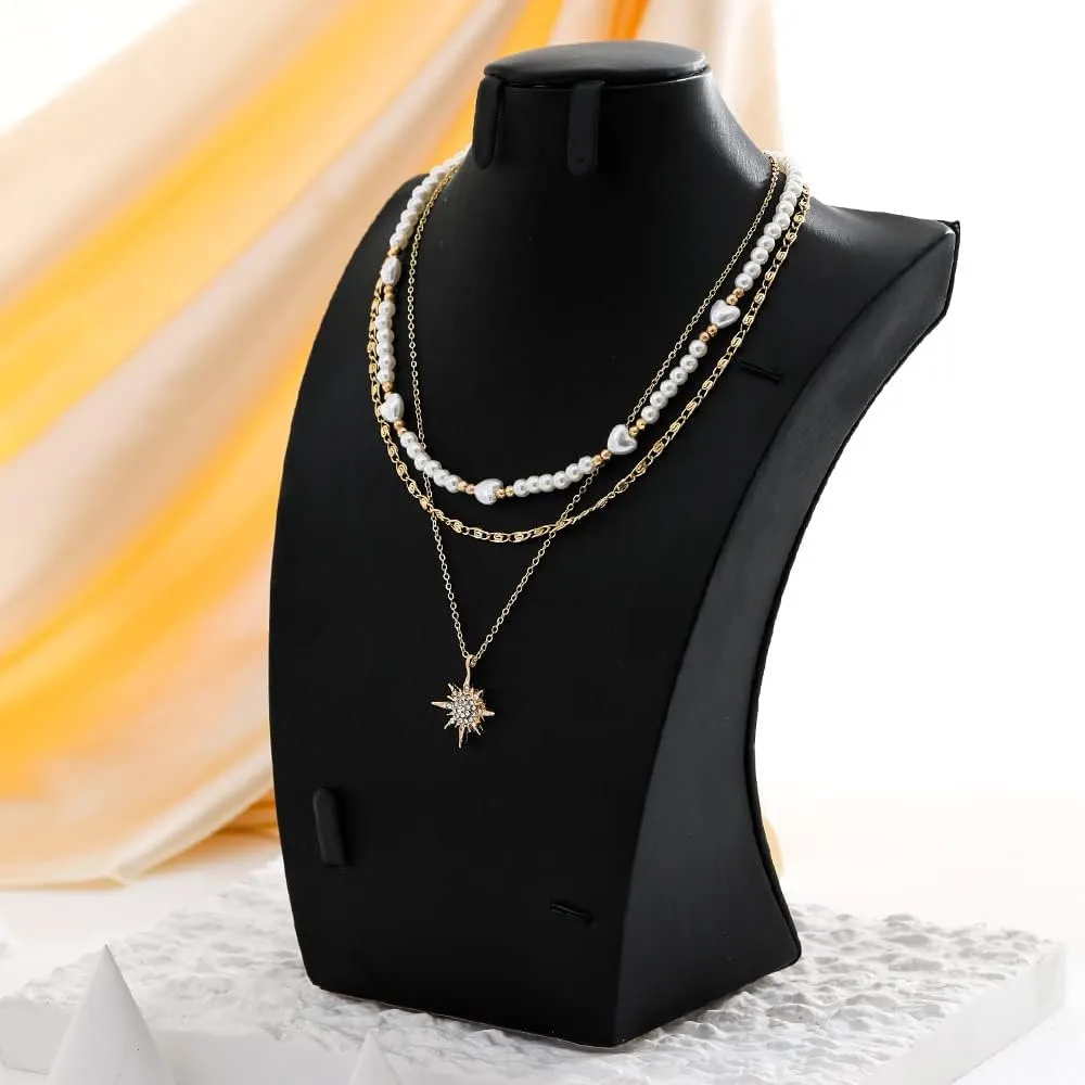 Layered Necklaces for Women,Dainty 3 Layer Necklace Choker 14k Gold Plated Multilayer Necklaces Gifts For Mom Daughter Wife Girlfriend