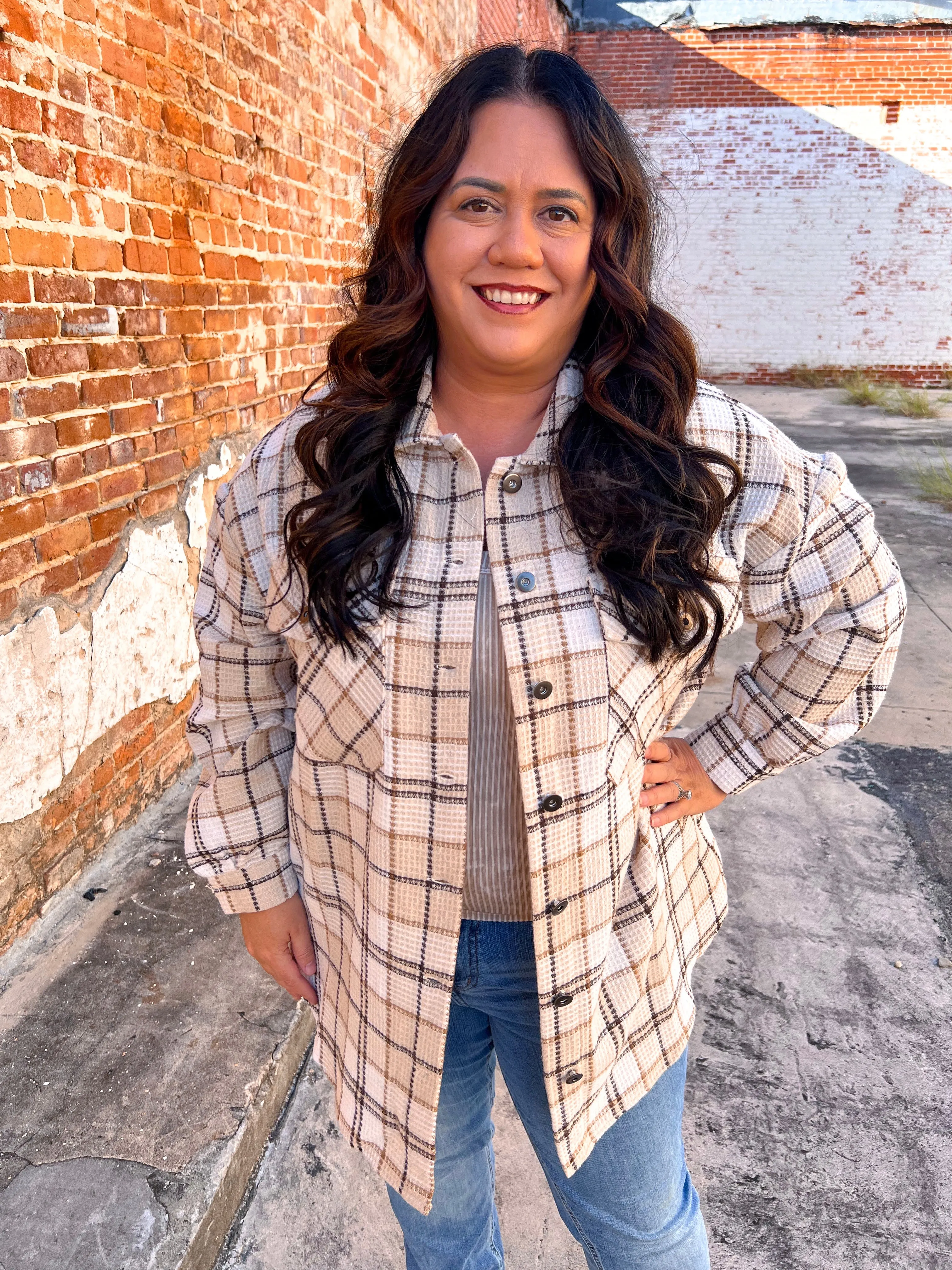 Layla Taupe Long Sleeve Shacket - Plus
