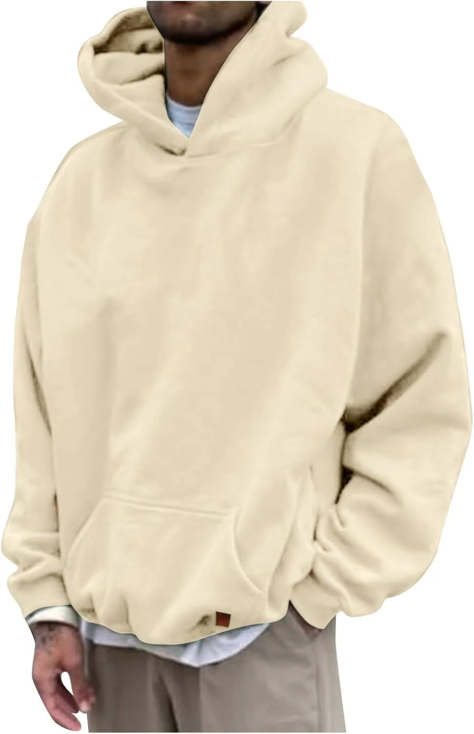 LCMTWX Hoodies for Men Winter Casual Loose Solid Hooded Sweater Top Men's Hooded Fleece Sweatshirt Heavyweight Fleece