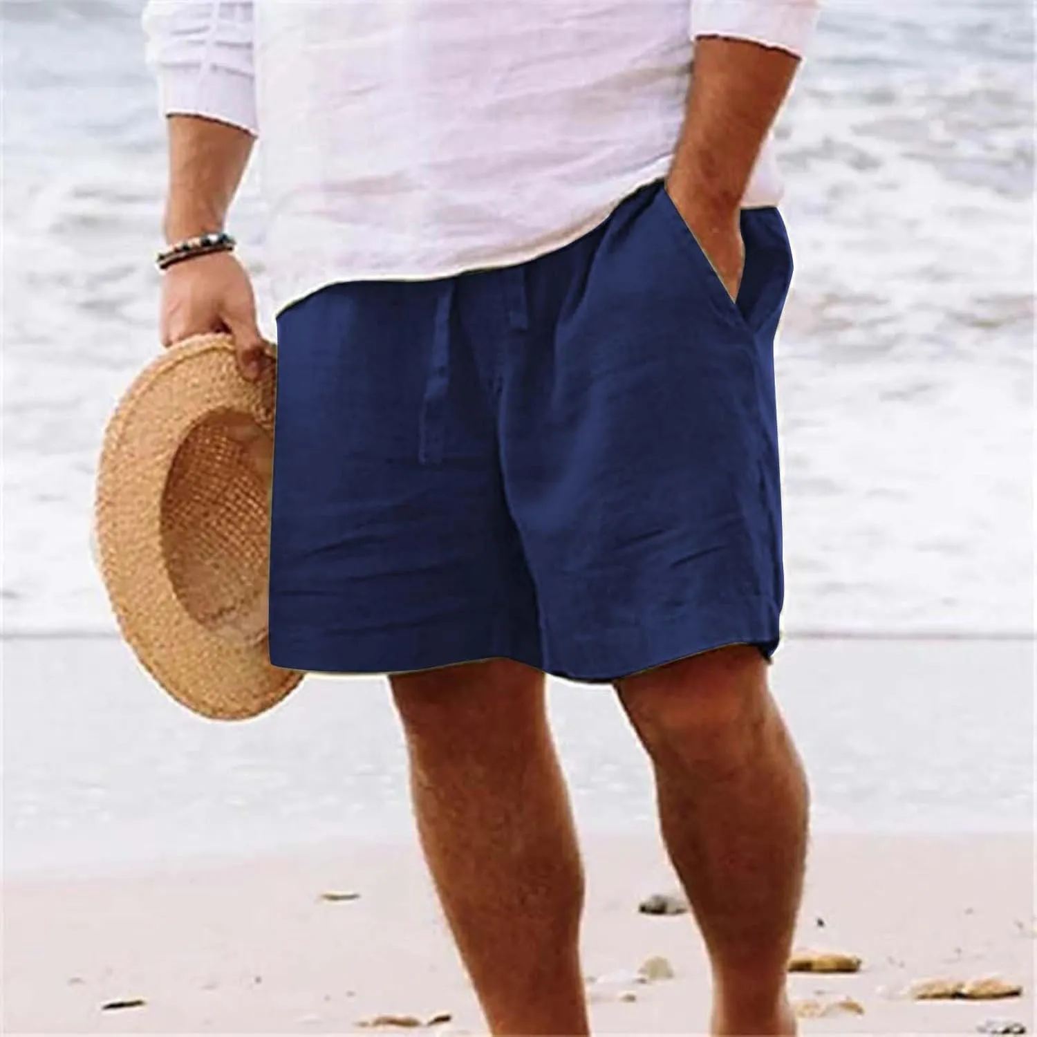 LCMTWX Men's Cargo Shorts Men's Sports Shorts Beach Shorts Casual Cotton Linen Shorts Men Cargo Shorts Men's Jean Men