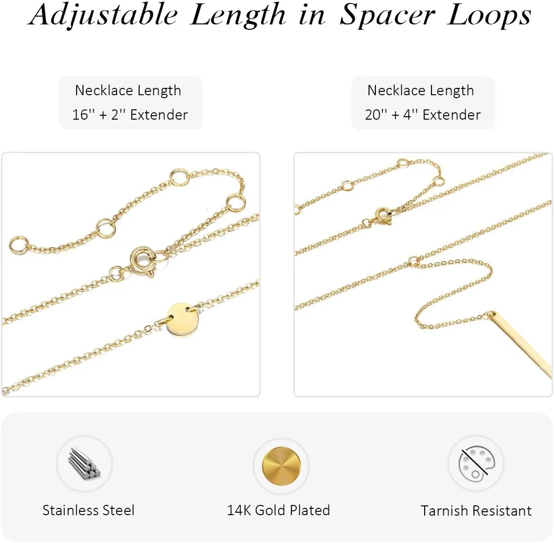Ldurian Layered Necklaces for Women - 14K Dainty Gold Plated Layering Chokers Necklaces Set Multilayer Delicate Necklace Trendy Adjustable Long Layered Necklaces for Women