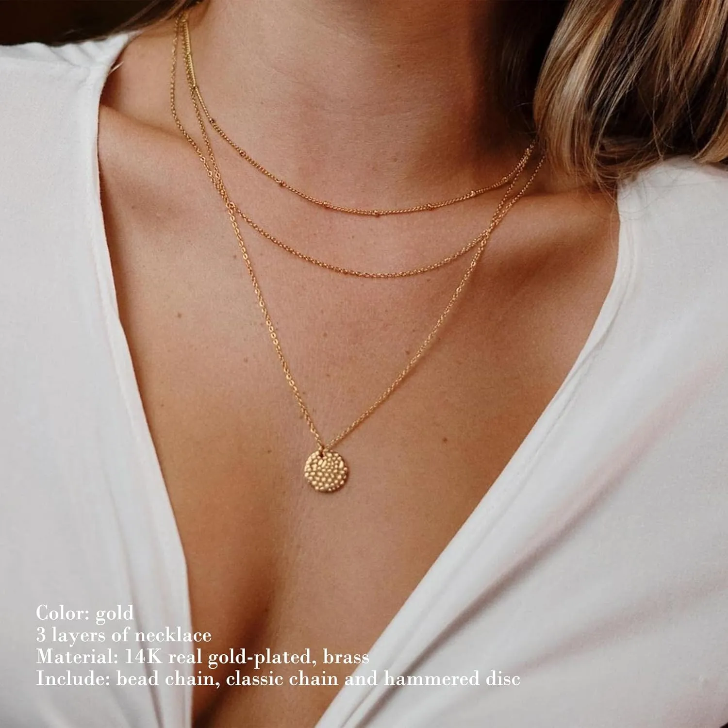 Ldurian Layered Necklaces for Women - 14K Dainty Gold Plated Layering Chokers Necklaces Set Multilayer Delicate Necklace Trendy Adjustable Long Layered Necklaces for Women
