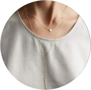 Ldurian Layered Necklaces for Women - 14K Dainty Gold Plated Layering Chokers Necklaces Set Multilayer Delicate Necklace Trendy Adjustable Long Layered Necklaces for Women