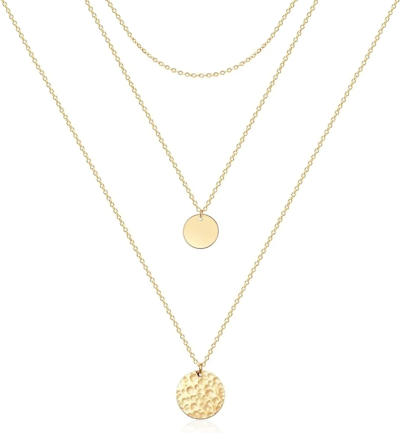 Ldurian Layered Necklaces for Women - 14K Dainty Gold Plated Layering Chokers Necklaces Set Multilayer Delicate Necklace Trendy Adjustable Long Layered Necklaces for Women