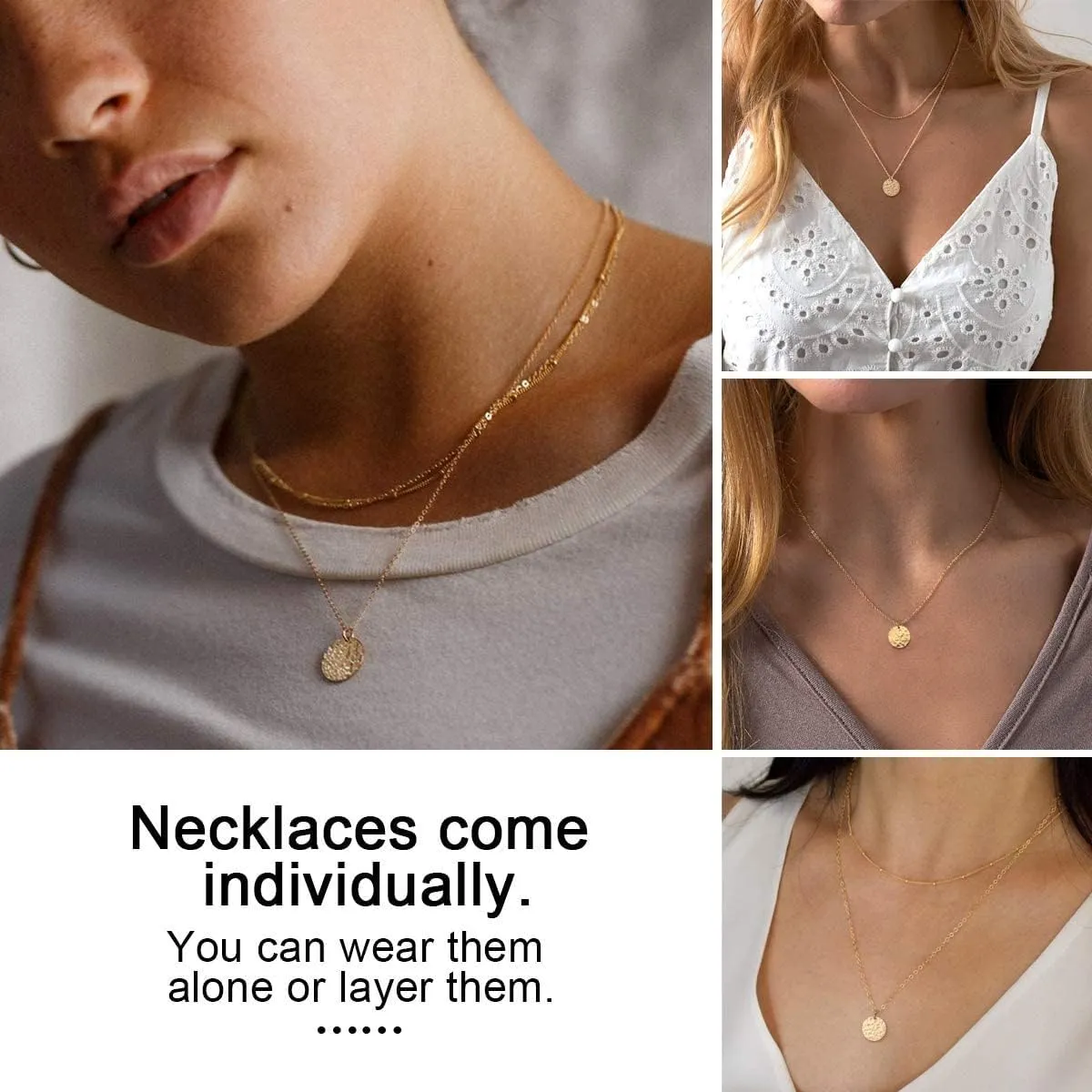 Ldurian Layered Necklaces for Women - 14K Dainty Gold Plated Layering Chokers Necklaces Set Multilayer Delicate Necklace Trendy Adjustable Long Layered Necklaces for Women