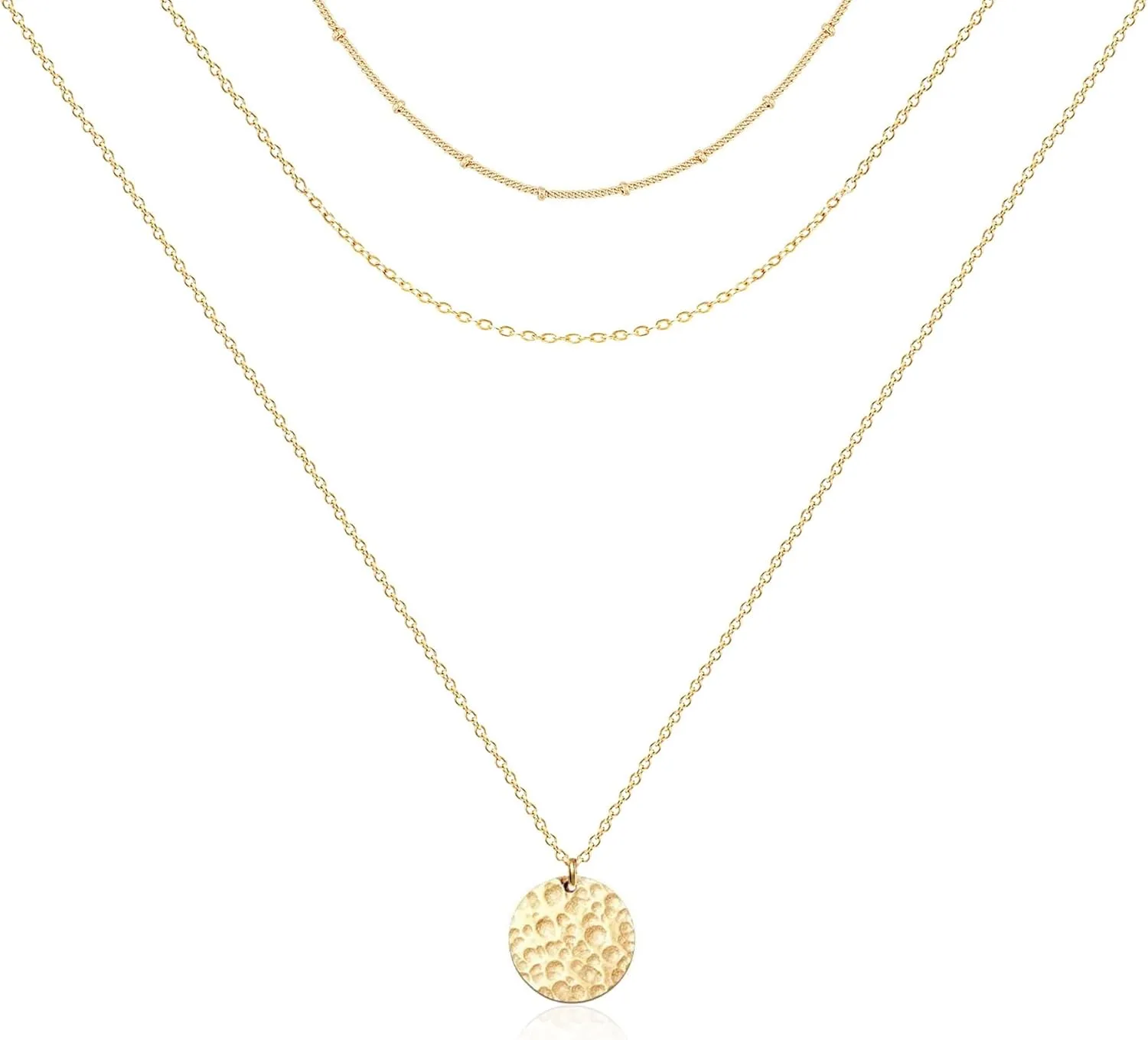 Ldurian Layered Necklaces for Women - 14K Dainty Gold Plated Layering Chokers Necklaces Set Multilayer Delicate Necklace Trendy Adjustable Long Layered Necklaces for Women