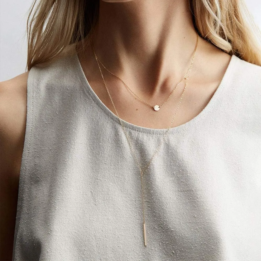 Ldurian Layered Necklaces for Women - 14K Dainty Gold Plated Layering Chokers Necklaces Set Multilayer Delicate Necklace Trendy Adjustable Long Layered Necklaces for Women
