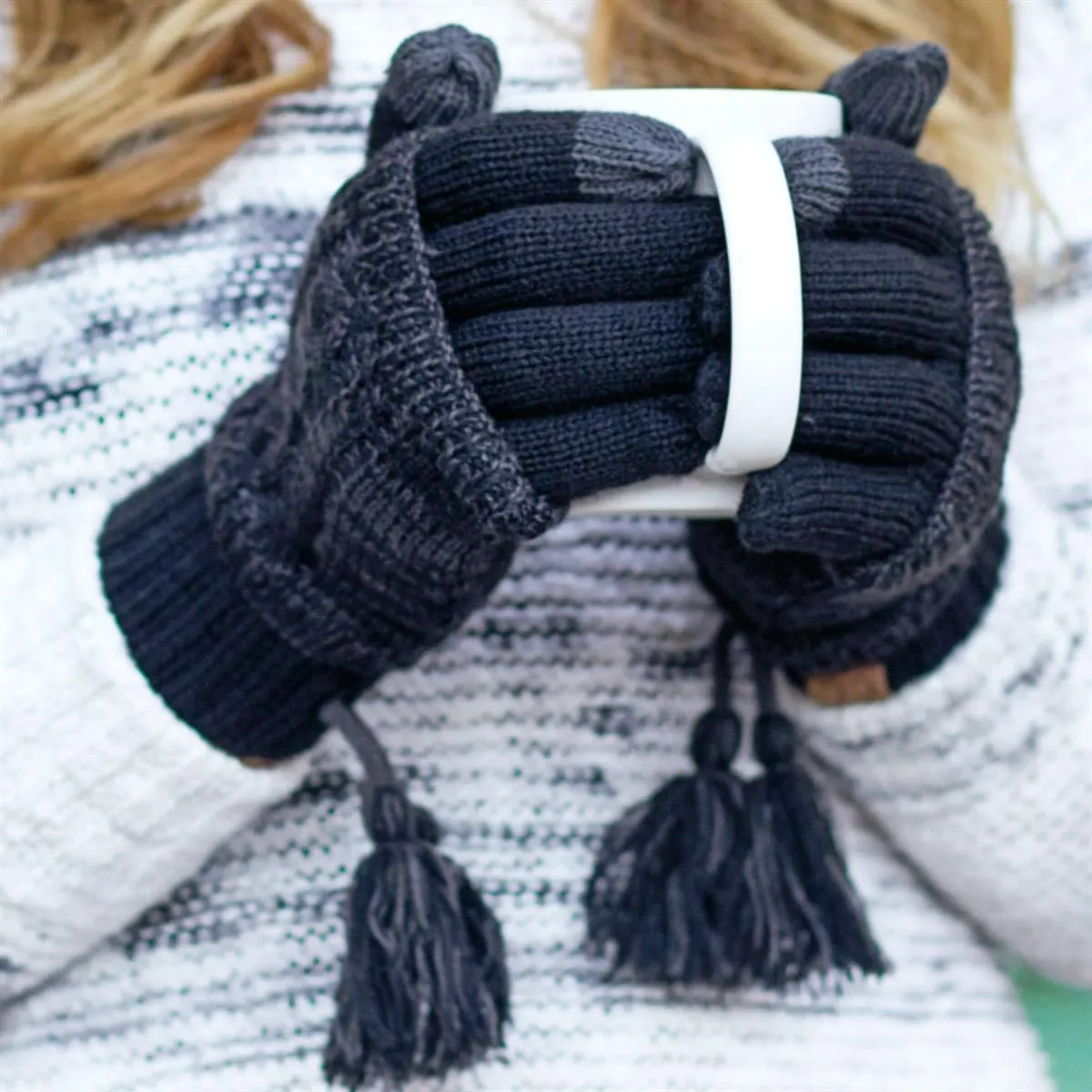 Leopard Print Pom Gloves by Funky Junque