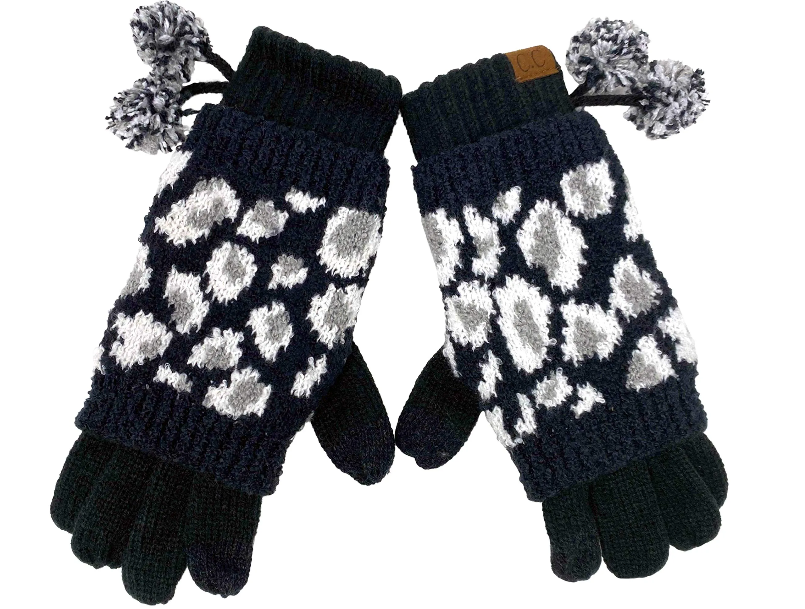 Leopard Print Pom Gloves by Funky Junque