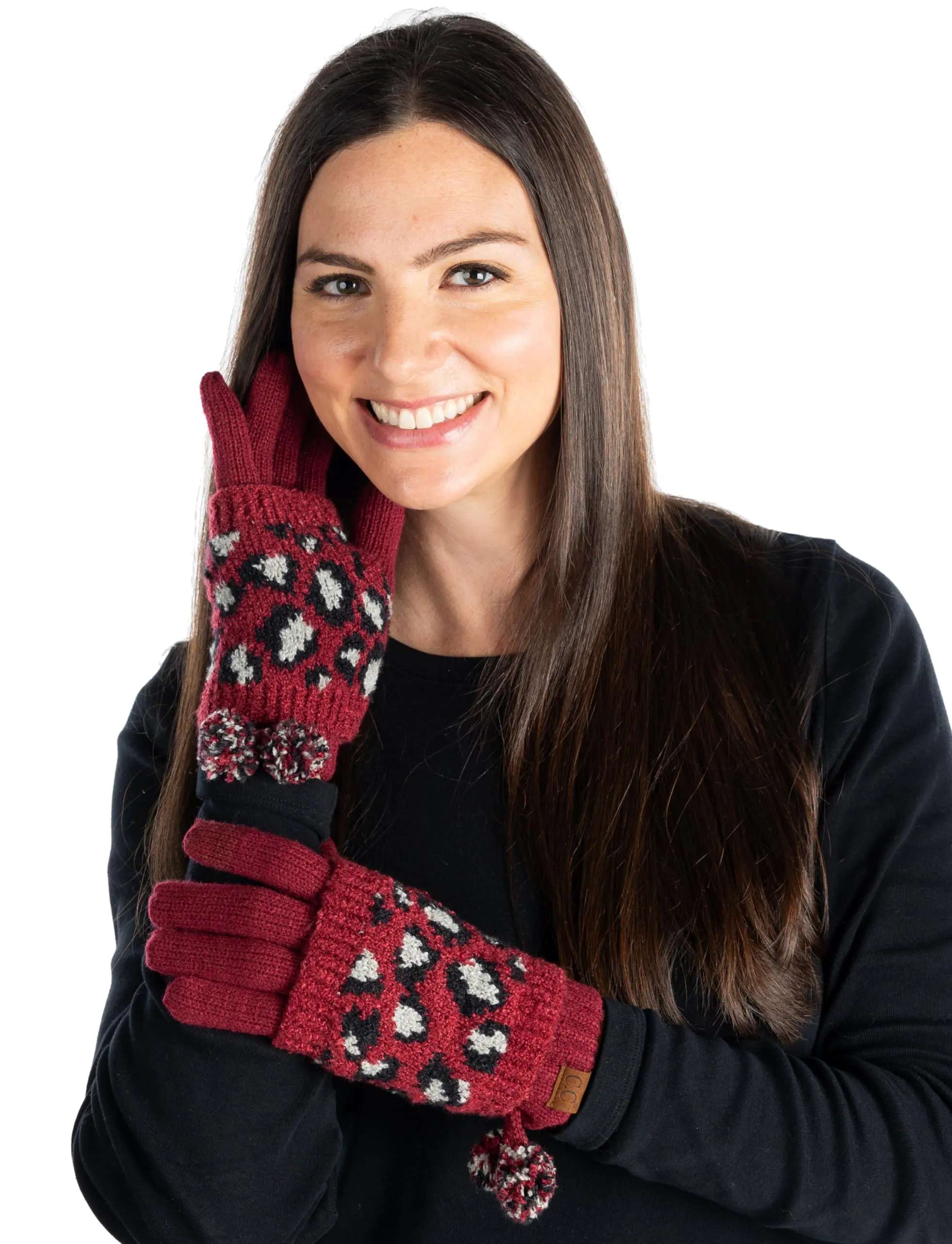 Leopard Print Pom Gloves by Funky Junque