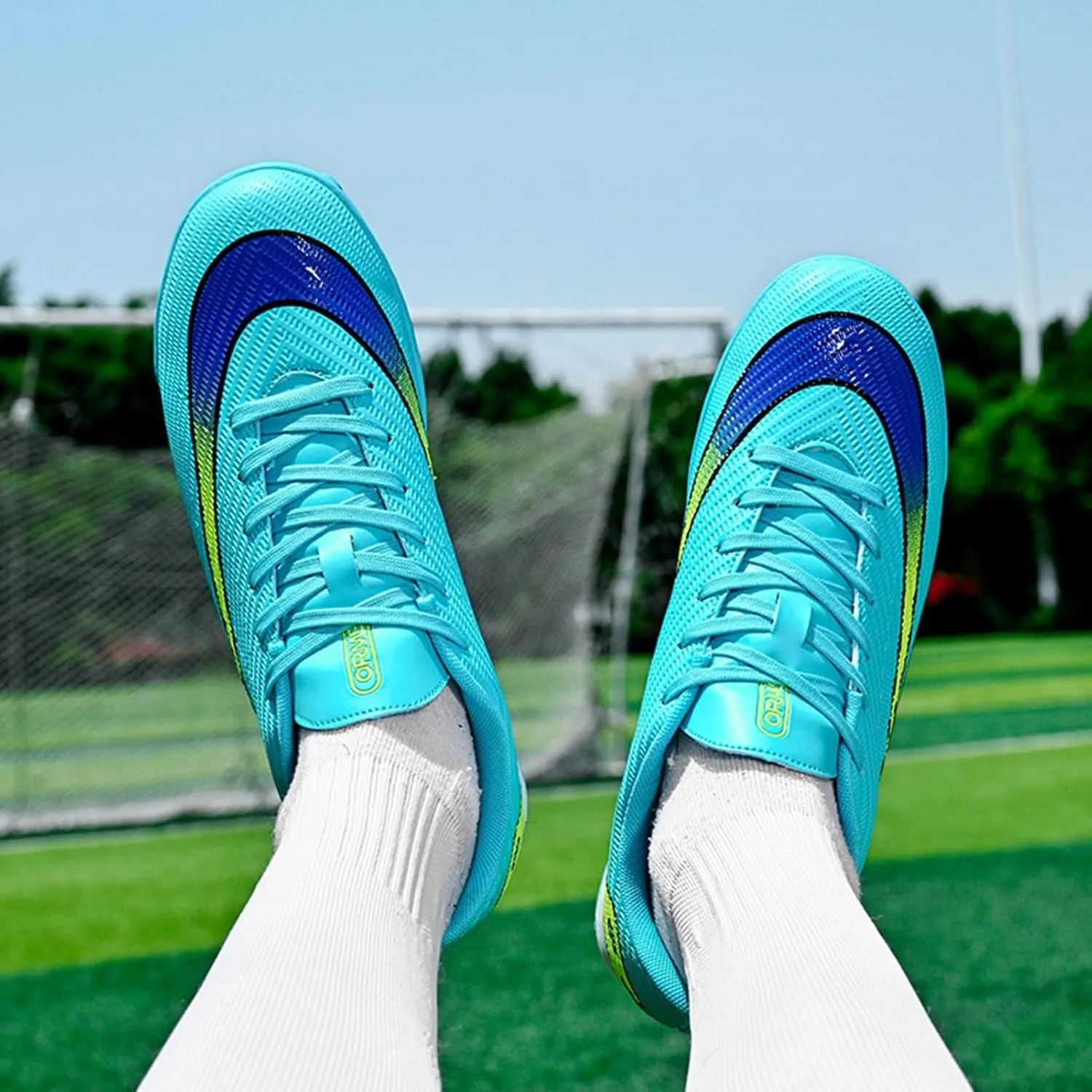 Lightweight Soccer Cleats, Football Cleats Breathable High Top Shock Resistant for Big Boys Youth Indoor Outdoor Athletic Training Sneakers