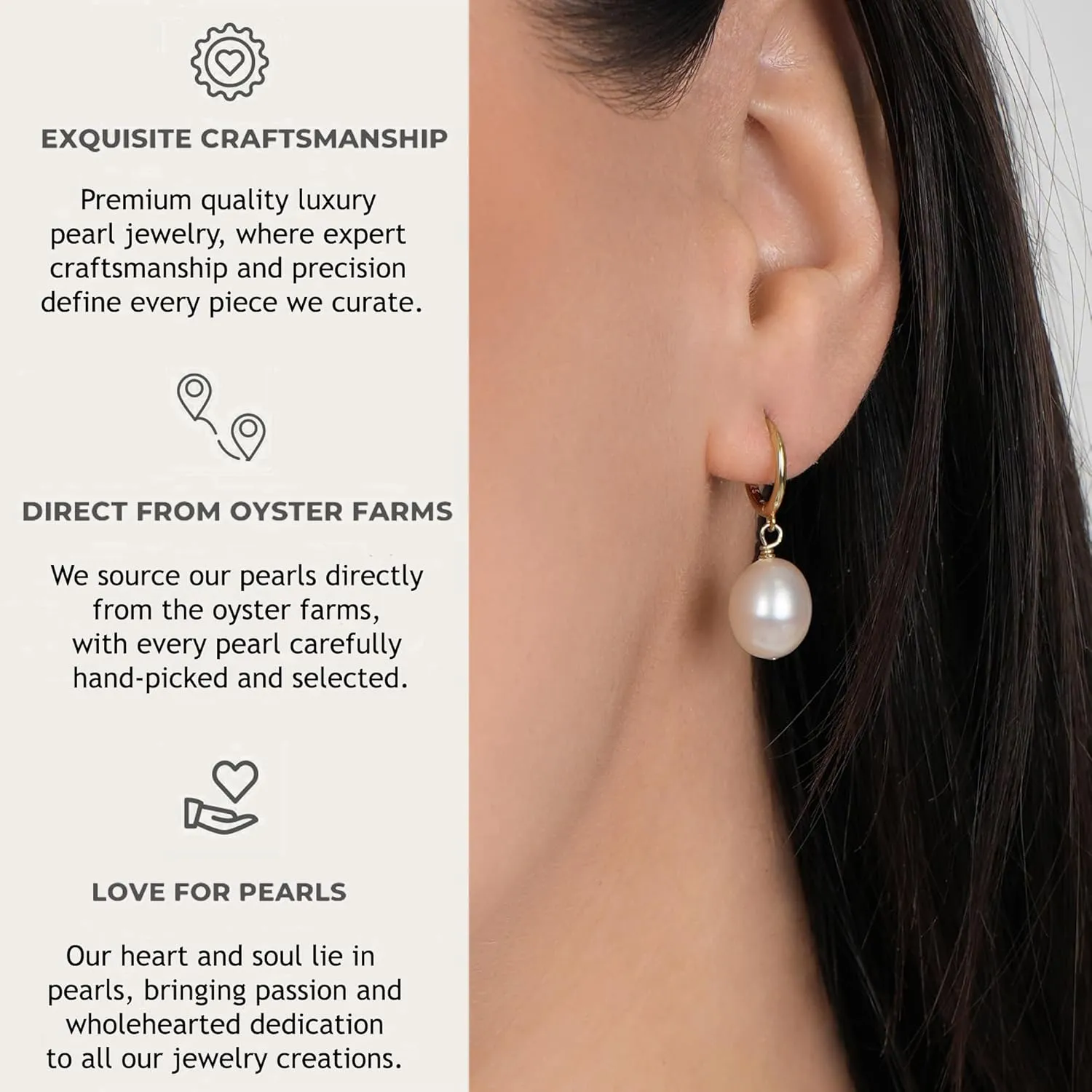 LILY LUSTRE 14k Gold Plated/Filled 925 Sterling Silver Handpicked AAAA Quality Natural White Freshwater Cultured Round Pearl Hoop/Leverback Drop Dangle Earrings for Women