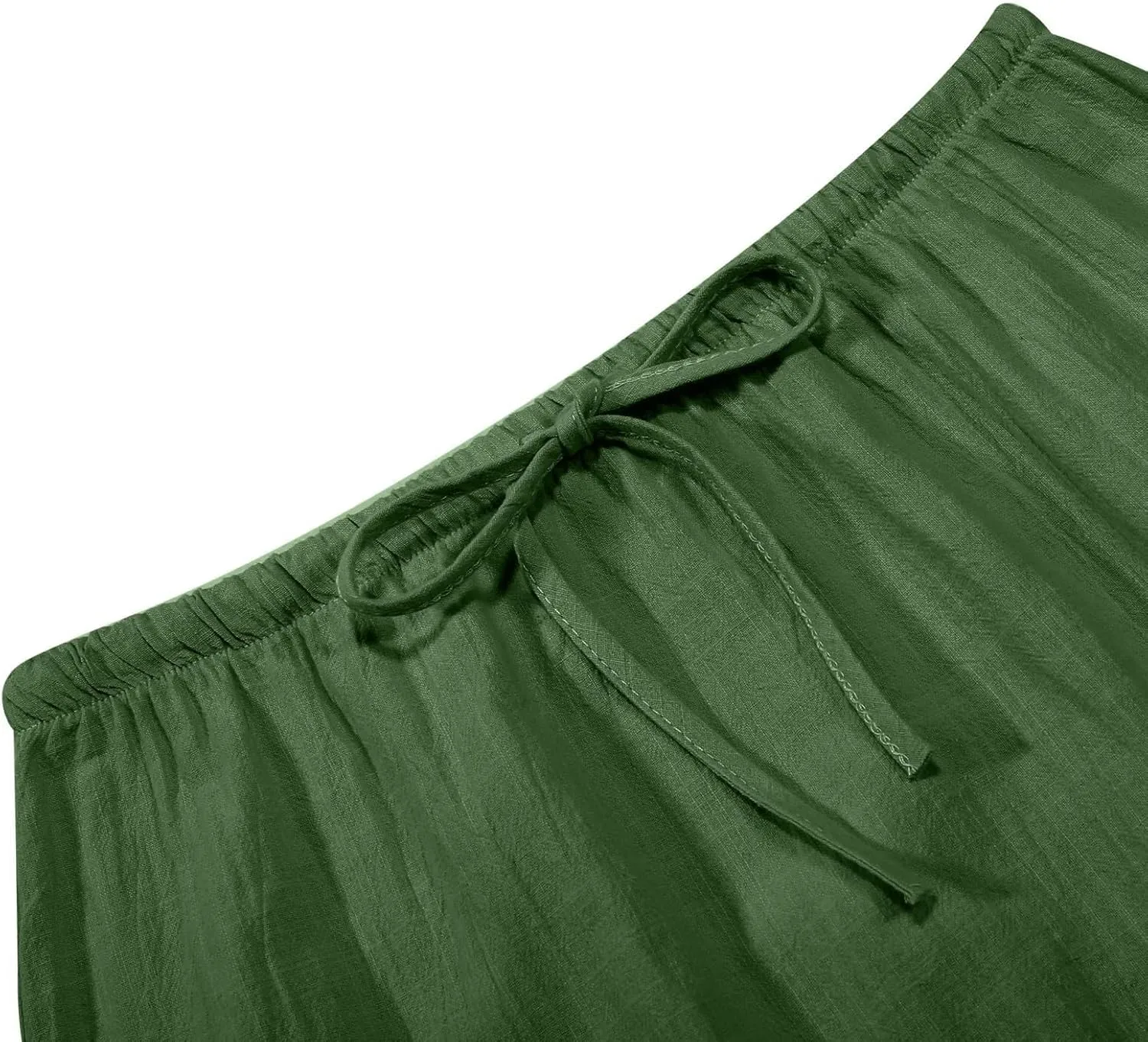 Linen Maxi Skirts for Women Drawstring High Waisted Lighweight Skirt Elastic Waisted Comfortable Straight Leg Skorts