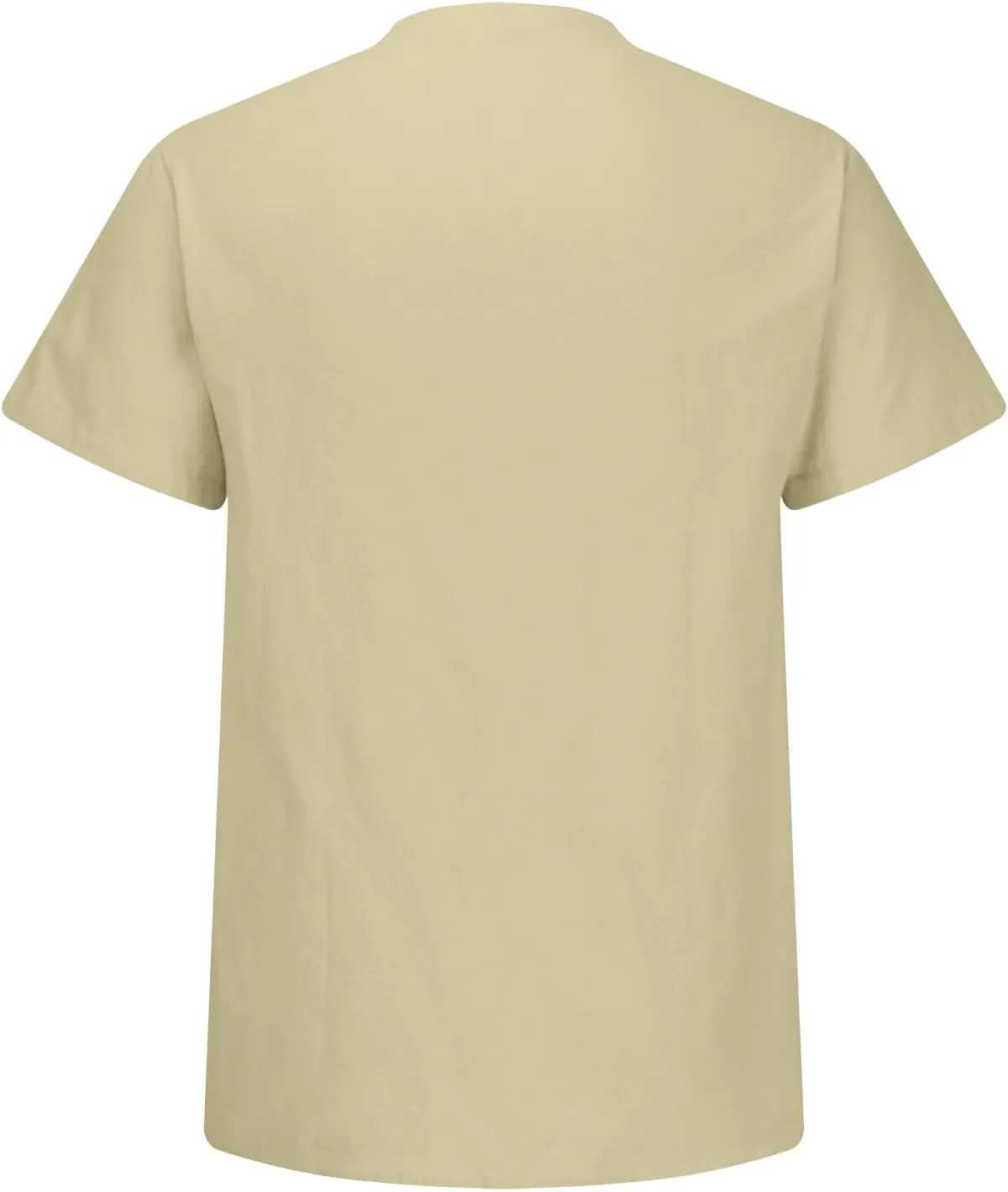 Linen Shirt Short Sleeve for Men Trendy Henley Button Down Solid Color Tee Shirts Casual Fashion 2025 Vacation Tops