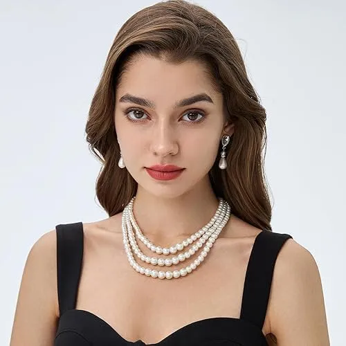 Long Pearl Necklace for women - Elegant Long Necklaces for Women Classic Pearl Choker Necklaces for Women Luxurious Pearl Necklaces for women Timeless Pearls Necklaces for Women Perfect for Weddings Parties Special Occasions