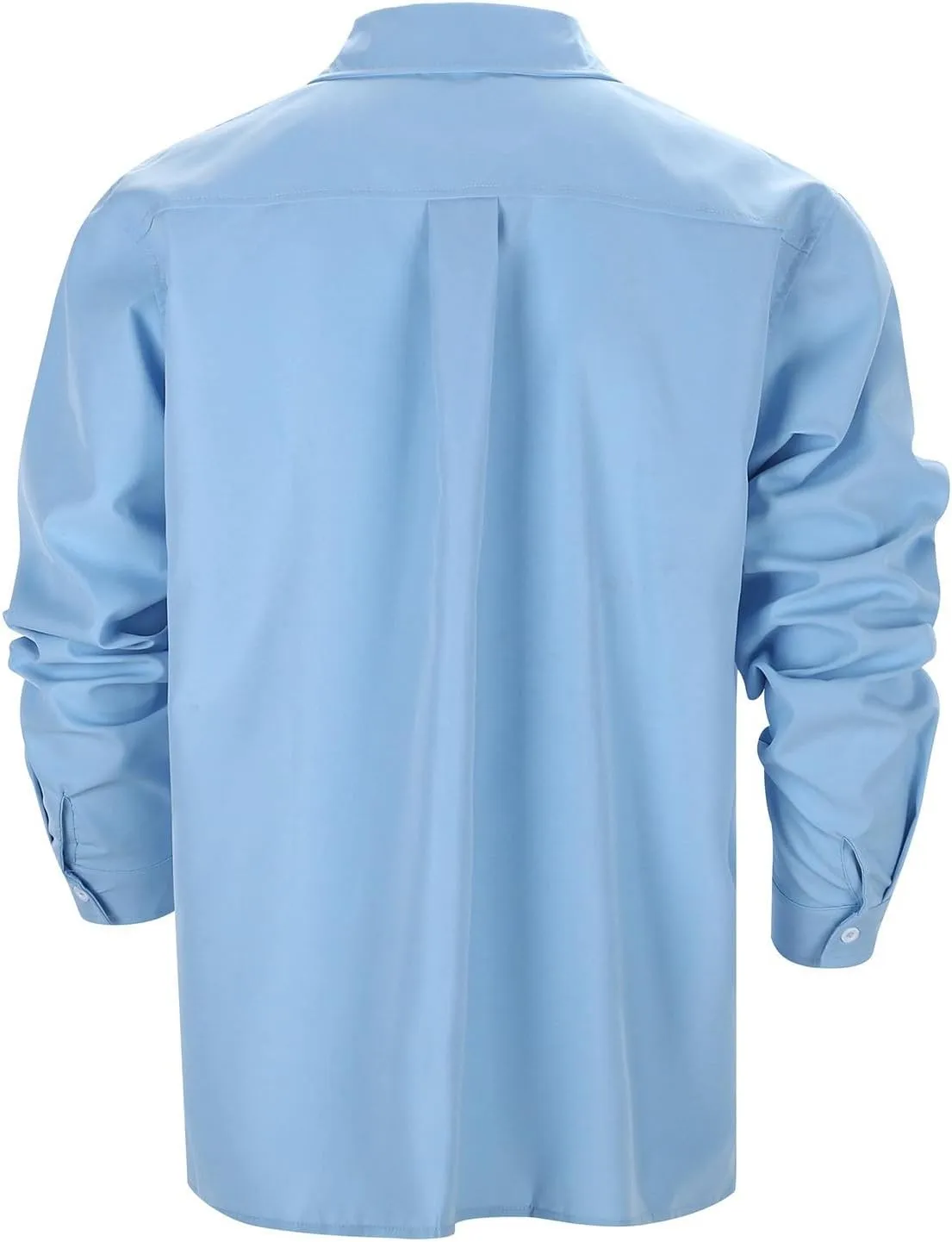 Long Sleeve T Shirt for Men Casual Button Down Lapel Neck Tee Shirt Plus Size Loose Fit Solid Business Dress Shirts