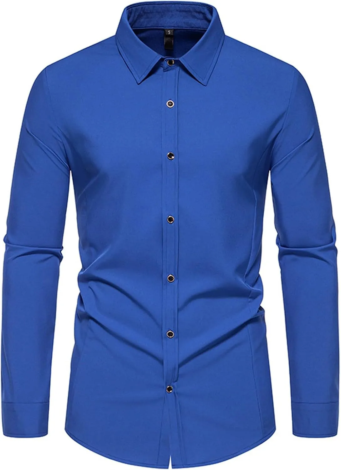 Long Sleeve T Shirt Men Casual Button Down Collared Dress Shirts Lightweight Slim Fit Wrinkle Free Business Shirt