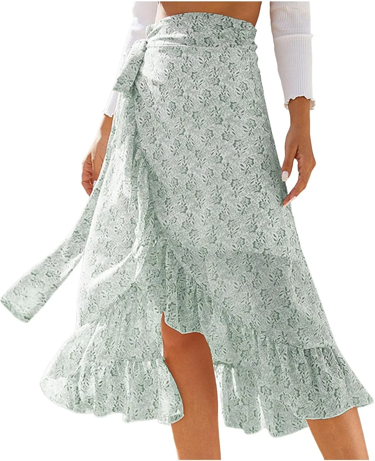 Maxi Skirts Casual for Women Summer Ruffle Elegant High Waisted Flowy Long Skirts Loose 2025 Elastic Waist Side