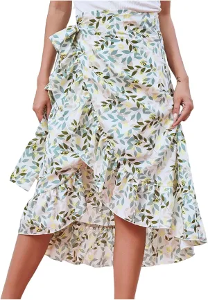 Maxi Skirts Casual for Women Summer Ruffle Elegant High Waisted Flowy Long Skirts Loose 2025 Elastic Waist Side