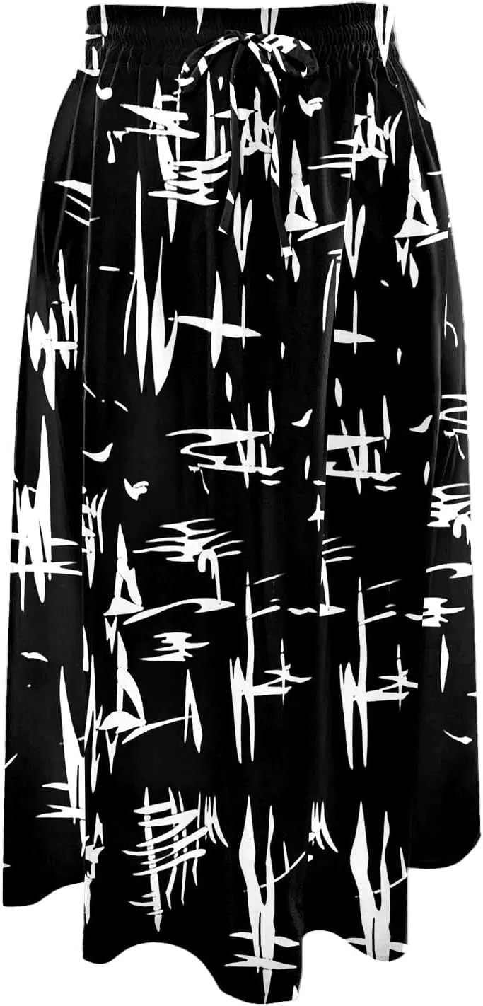 Maxi Skirts for Women 2025 Summer Vacation Comfy Drawstring Waist Pleated A-Line Beach Bohemian Casual Midi Skirts
