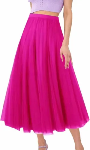 Maxi Skirts for Women Casual High Waisted Flowy Pleated A Line Midi Length Plain Skirt Trendy Cute Vacation Dress