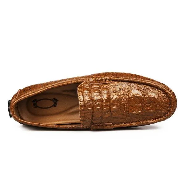 Men Crocodile Pattern Casual Leather Shoes