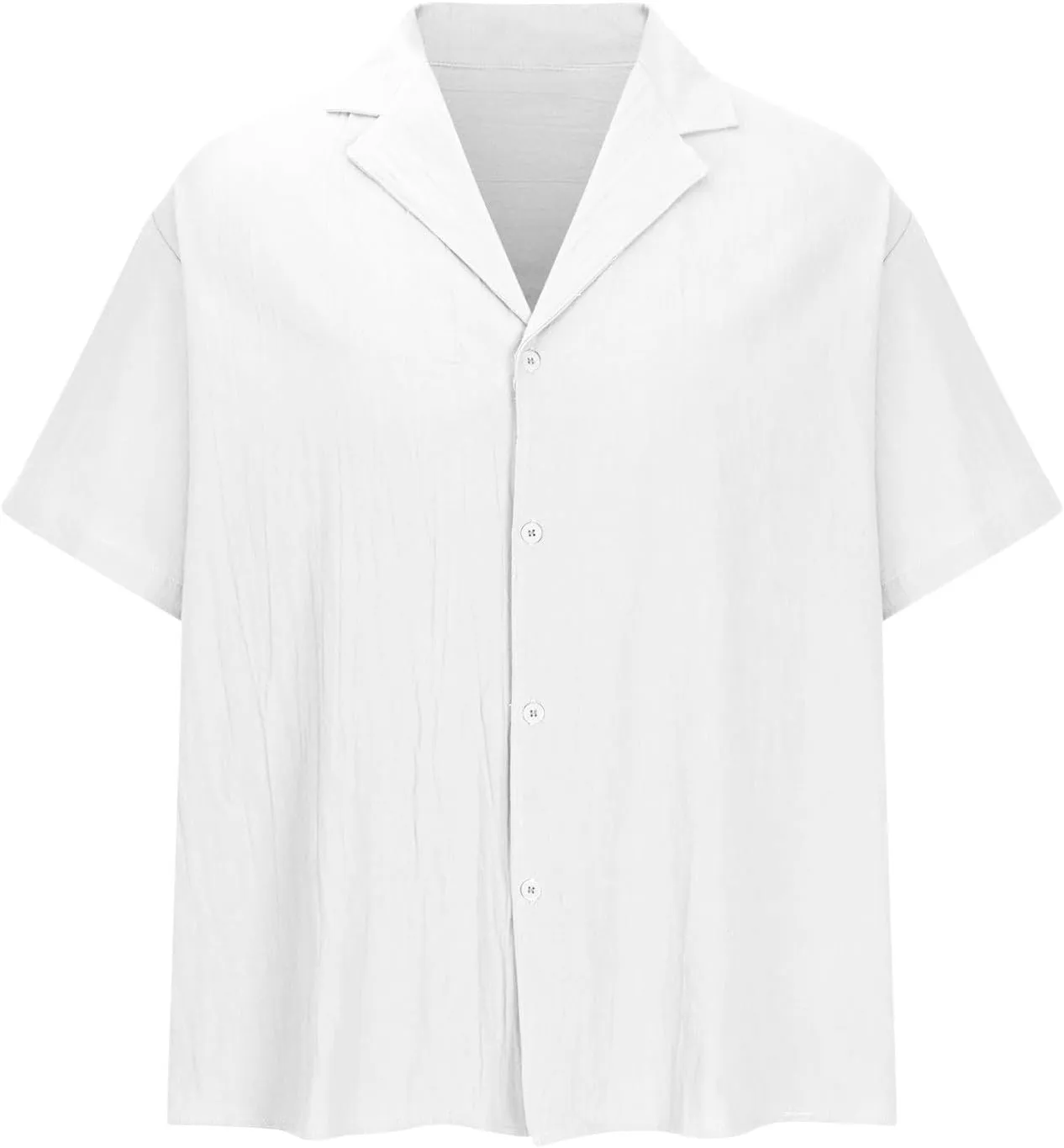 Men Linen Shirt Slim Cotton Solid Color Short Sleeve Button Down Lapel T-Shirts Casual Outdoor Vacation Soft Blouses