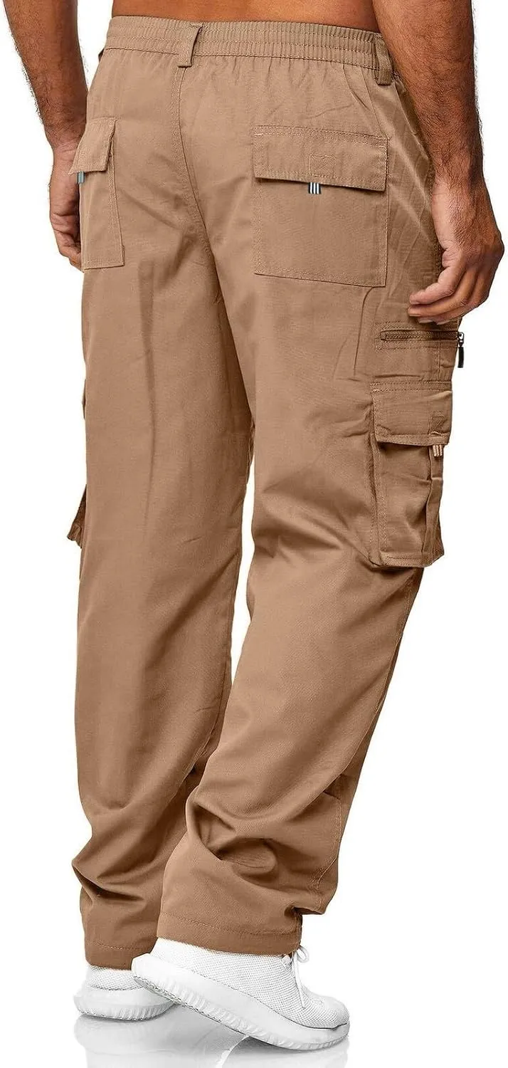 Men's Active Athletic Casual Tricot Color Pants Men's Overalls Drawstring Pants Men's Running Tactical Sweatpants