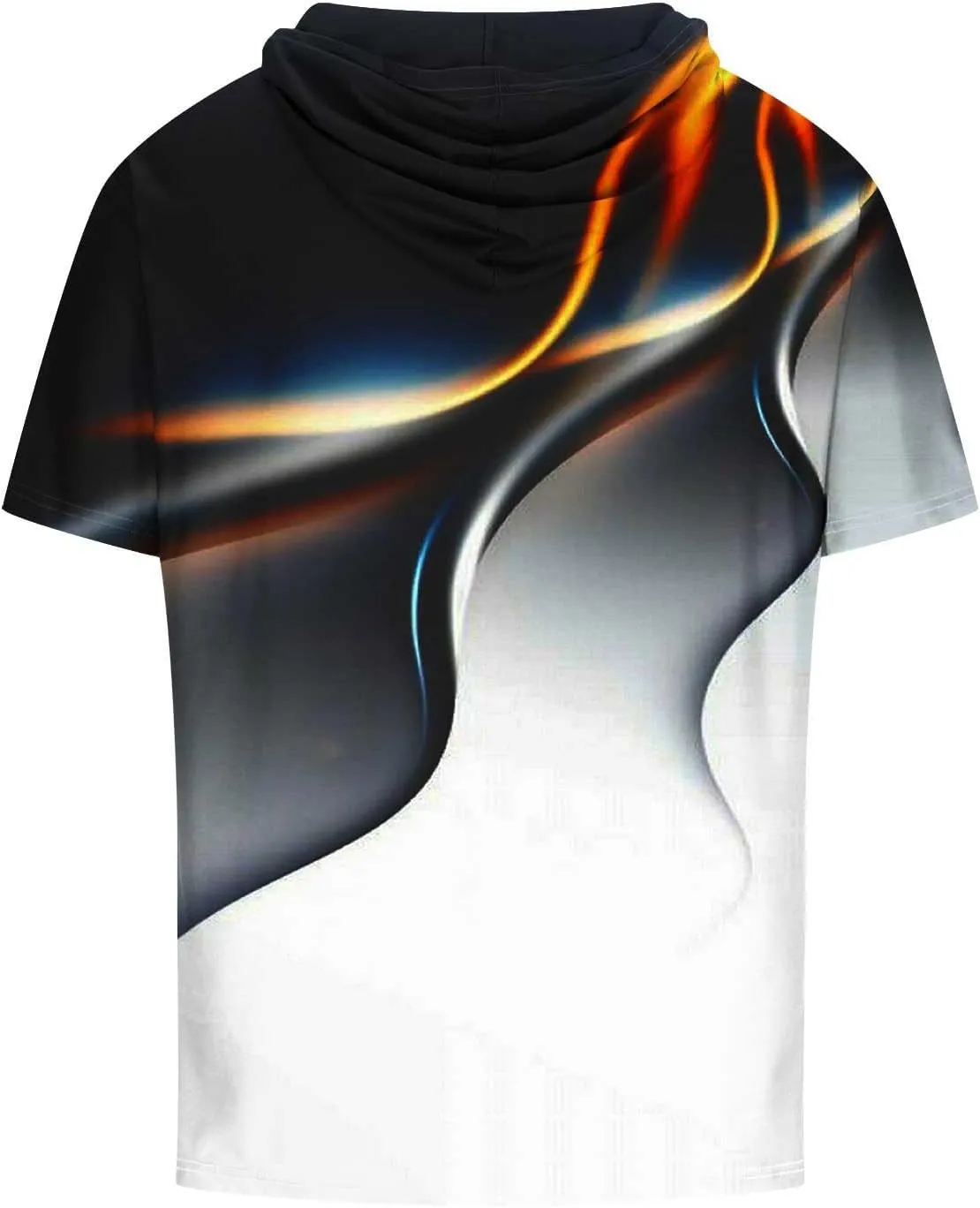 Mens Boys Light Weight Short Sleeve Hoodie Casual Pullover Hooded T-Shirt 3D Line Colorful Graphic Printed Casual Shirts