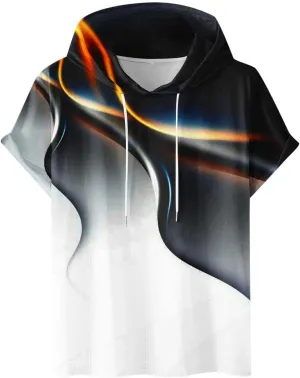 Mens Boys Light Weight Short Sleeve Hoodie Casual Pullover Hooded T-Shirt 3D Line Colorful Graphic Printed Casual Shirts