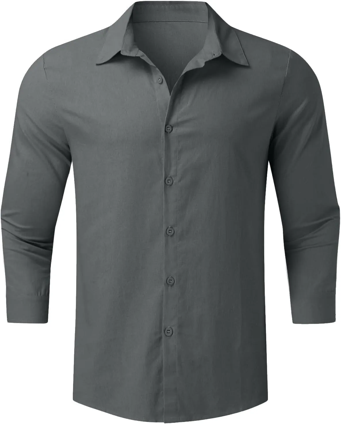 Mens Button Down Linen Shirts Long Sleeve Casual Collared Untucked Shirt Thin Drying Fit Hawaiian Tropical Beach Tops