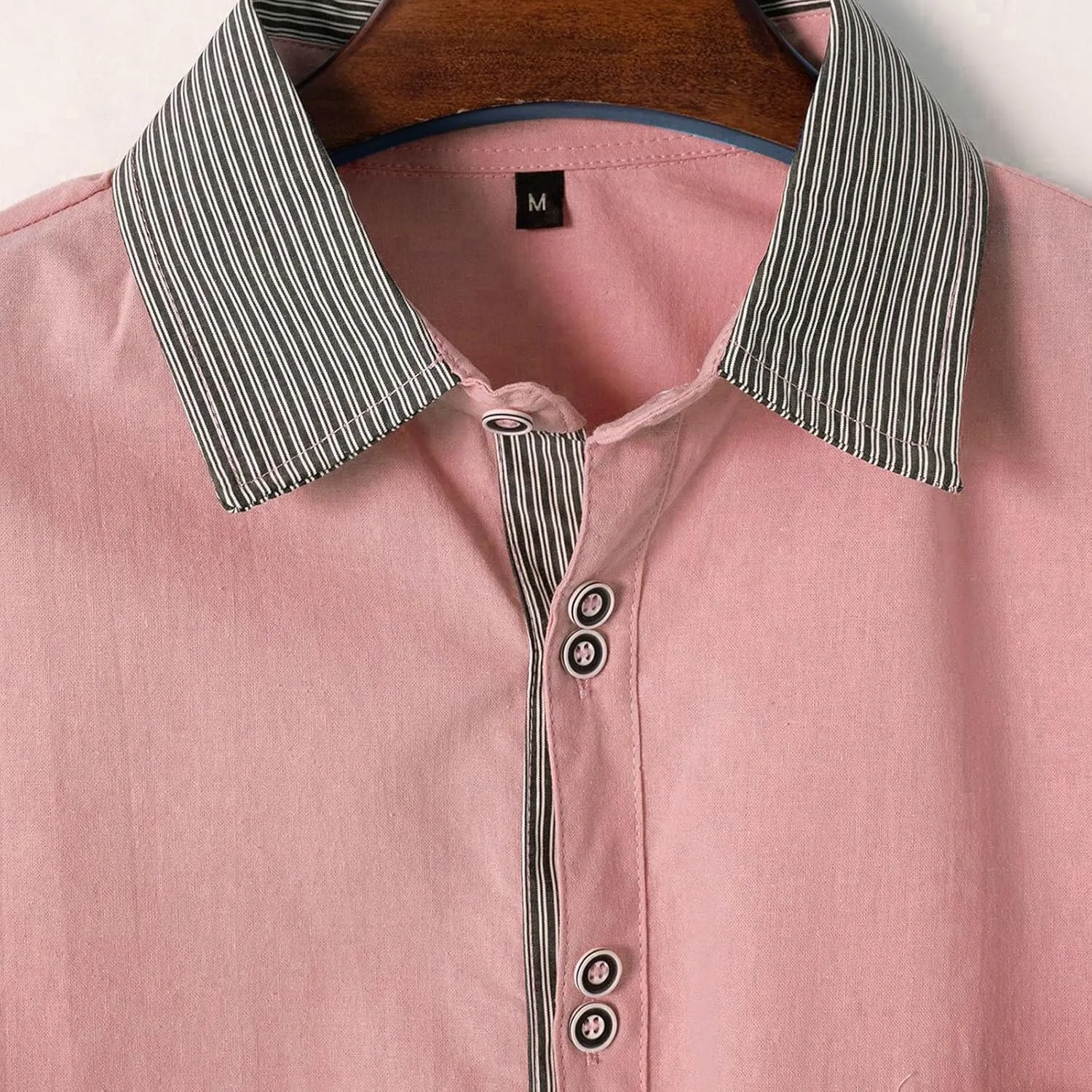 Men's Button Down Shirts Summer Striped Patchwork Lapel Short Sleeve Blouse Plus Size Casual Fashion Business Tops