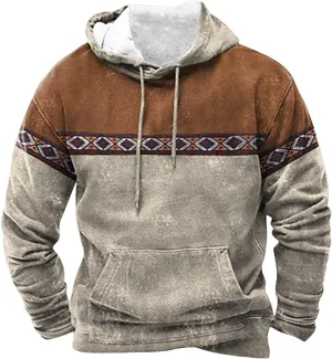 Men's Casual Fashionable Loose and Trendy Printed Hooded Long Sleeved Sweatshirt Sweatshirts for Men