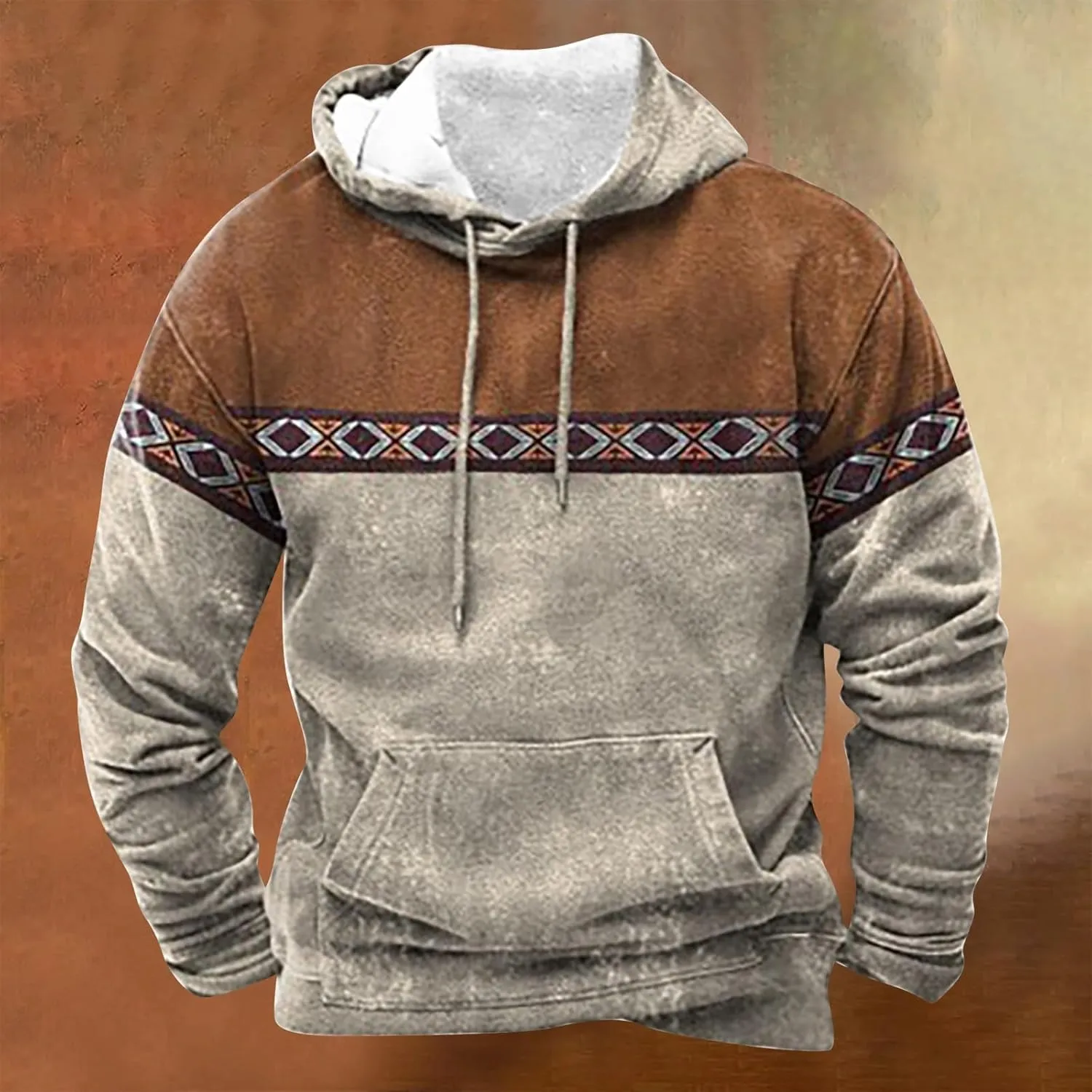 Men's Casual Fashionable Loose and Trendy Printed Hooded Long Sleeved Sweatshirt Sweatshirts for Men