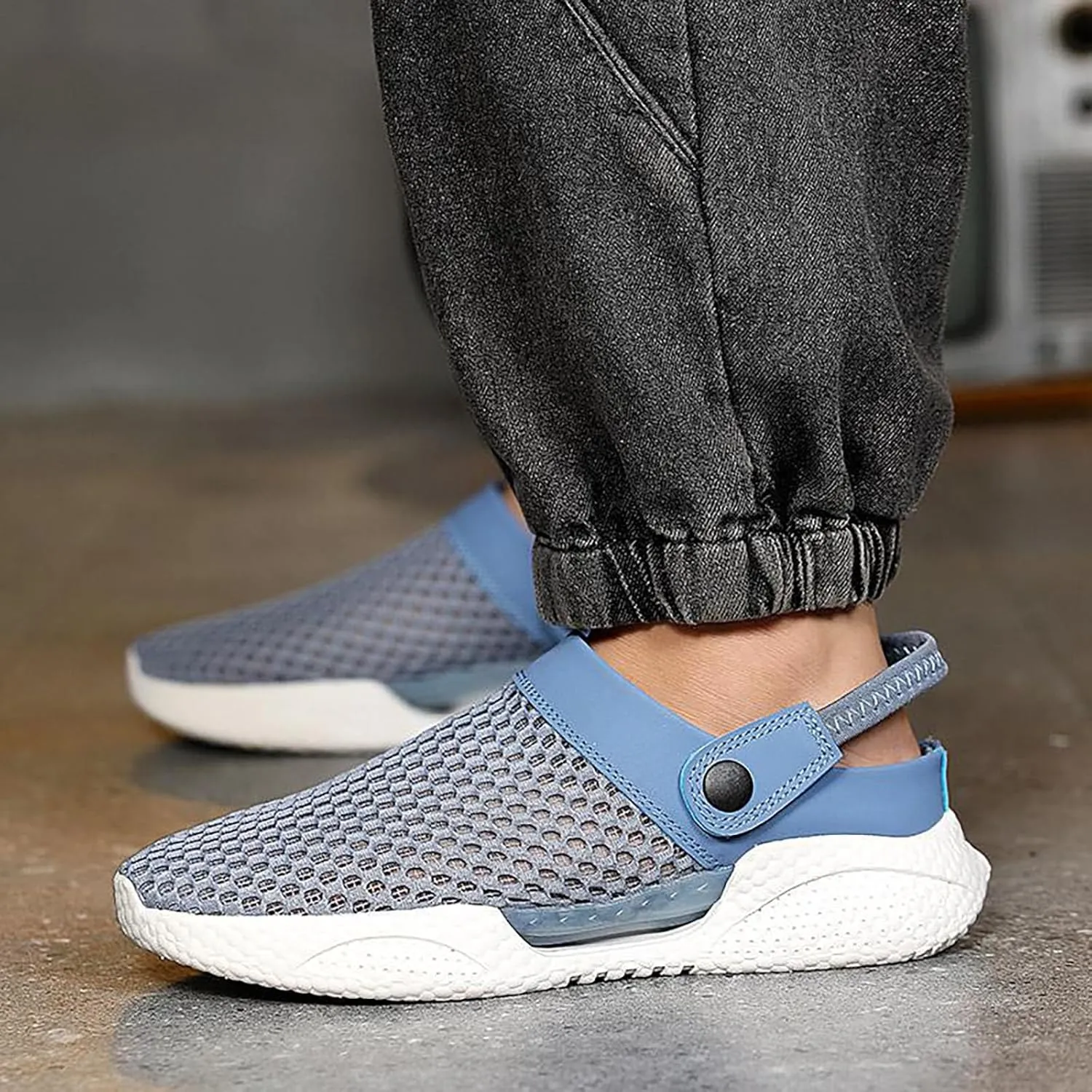 Men's Casual Mesh Shoes Non Slip Breathable Sports Hiking Sneaker Travel Leather Sandals for Summer Outdoor