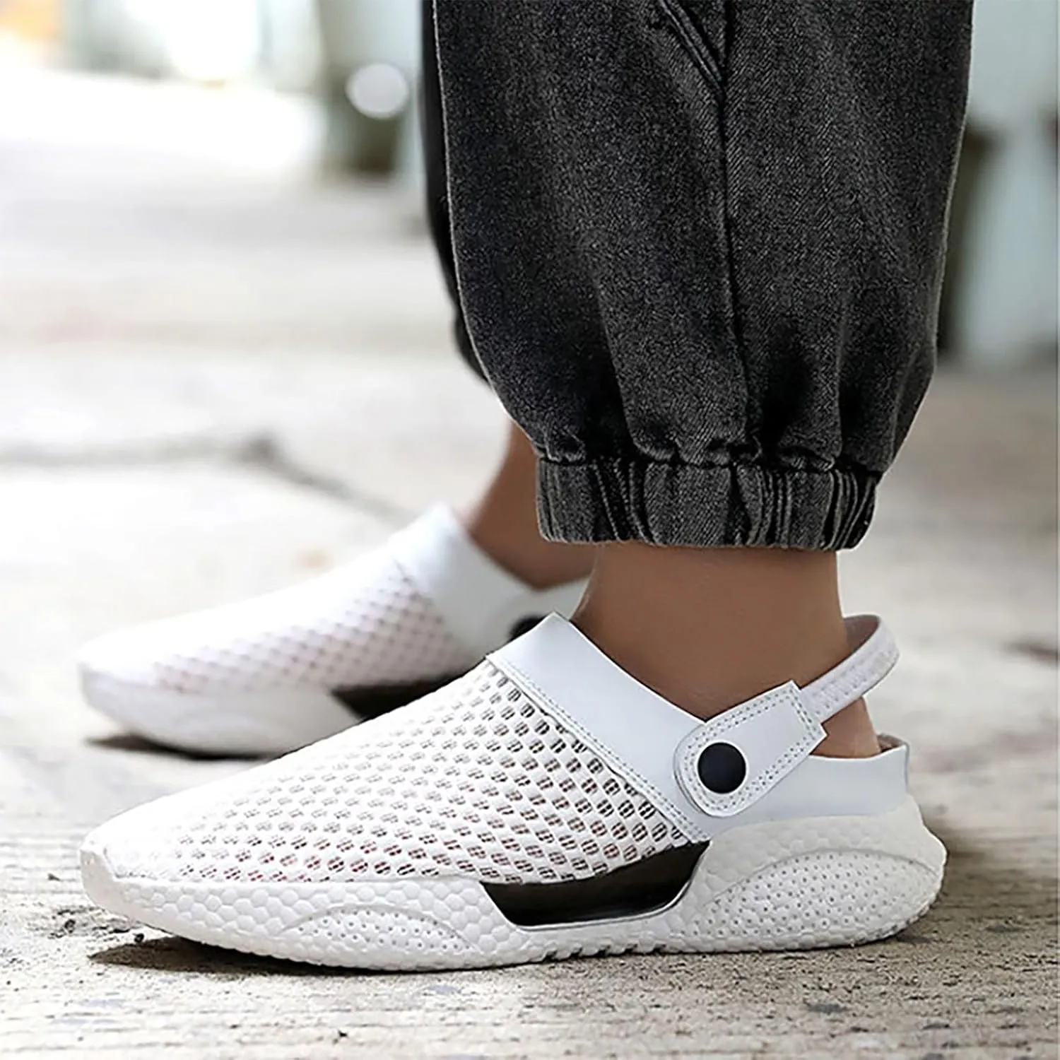 Men's Casual Mesh Shoes Non Slip Breathable Sports Hiking Sneaker Travel Leather Sandals for Summer Outdoor