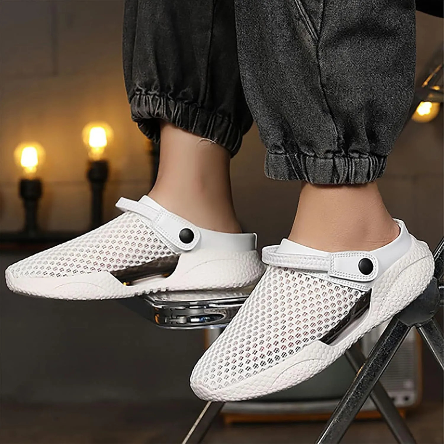 Men's Casual Mesh Shoes Non Slip Breathable Sports Hiking Sneaker Travel Leather Sandals for Summer Outdoor