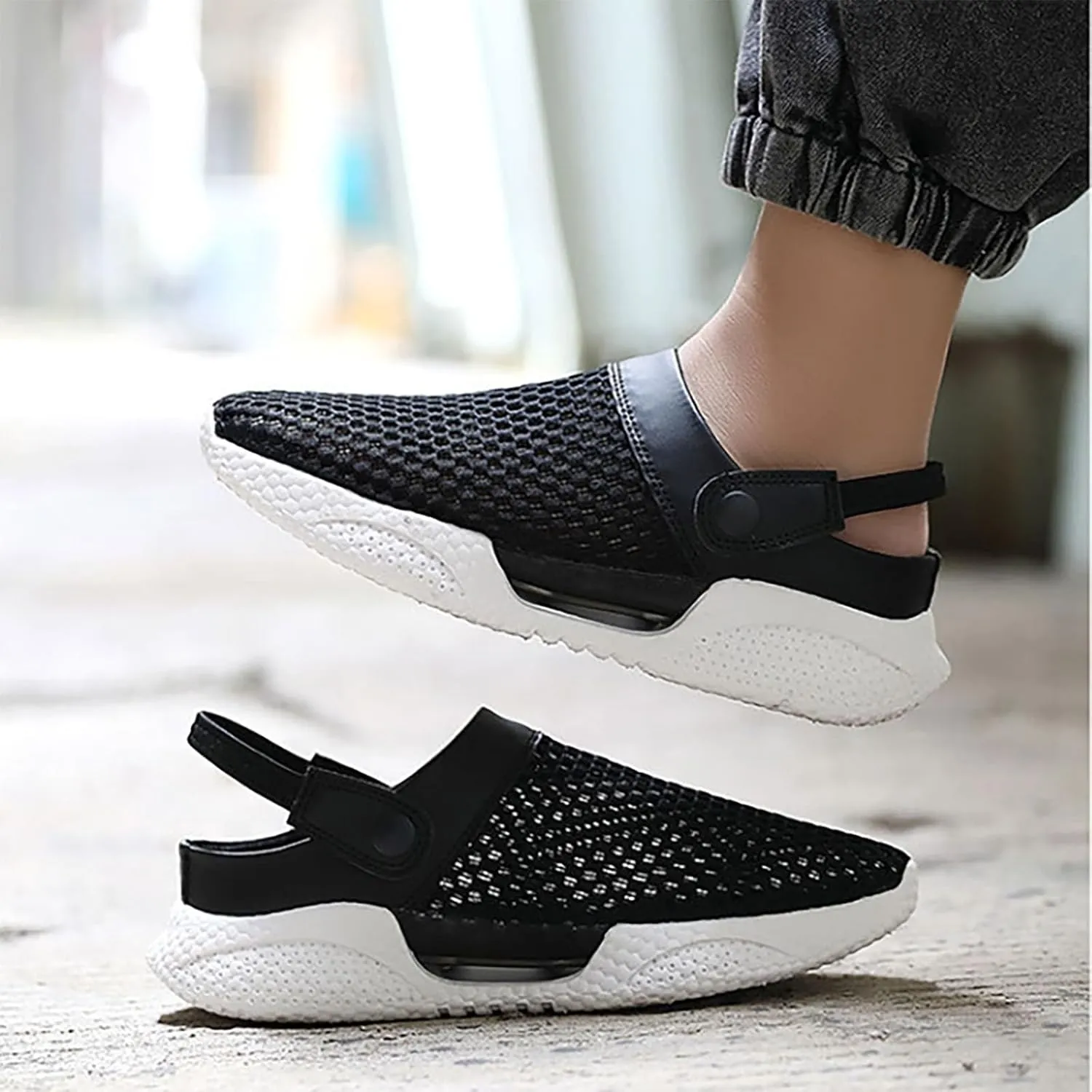 Men's Casual Mesh Shoes Non Slip Breathable Sports Hiking Sneaker Travel Leather Sandals for Summer Outdoor