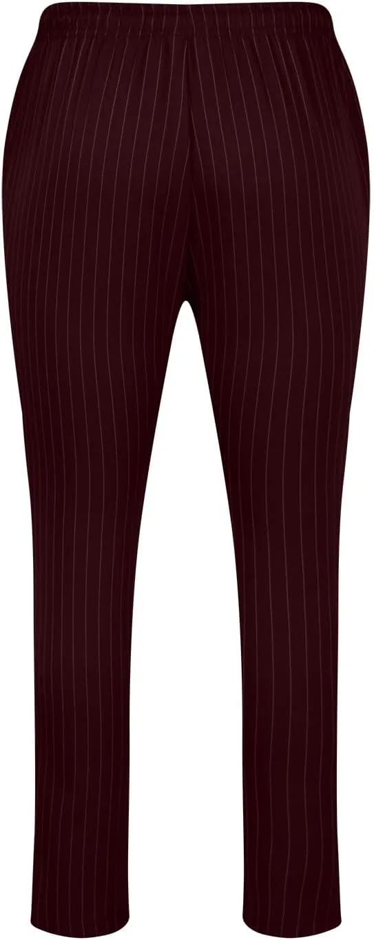Mens Chinos Skinny Pants Solid Striped Flat Front Pants Slim Fit Stretch Casual Trousers Golf Business Dress Pants