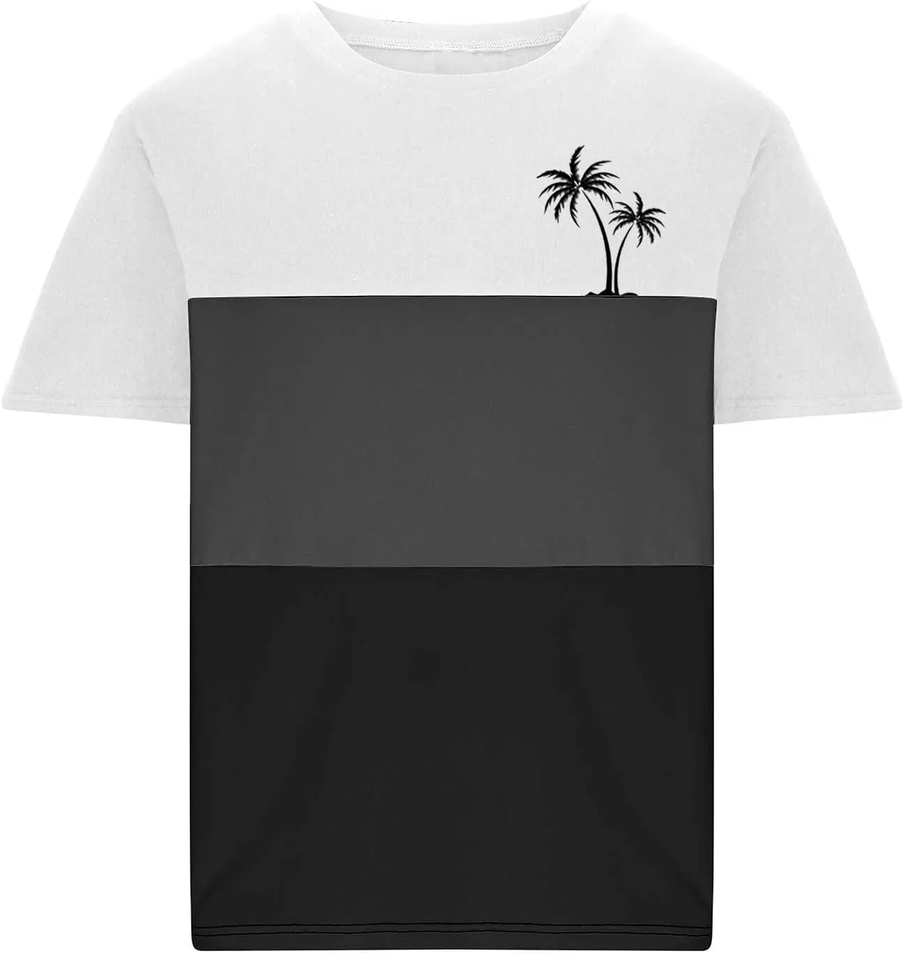 Men's Color Striped Tees Pattern Basic Simple Shirts Palm Tree Classic Printed Beach Shirts Top Short Sleeve Tees