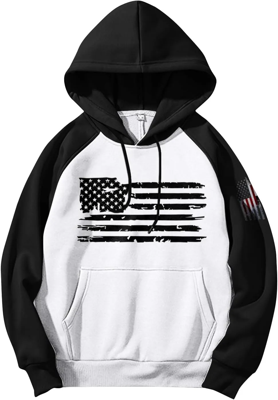 Mens Fashion Hoodies For Flag Print Drawstring Causal With Pockets Long Sleeve Hooded Sweatshirts